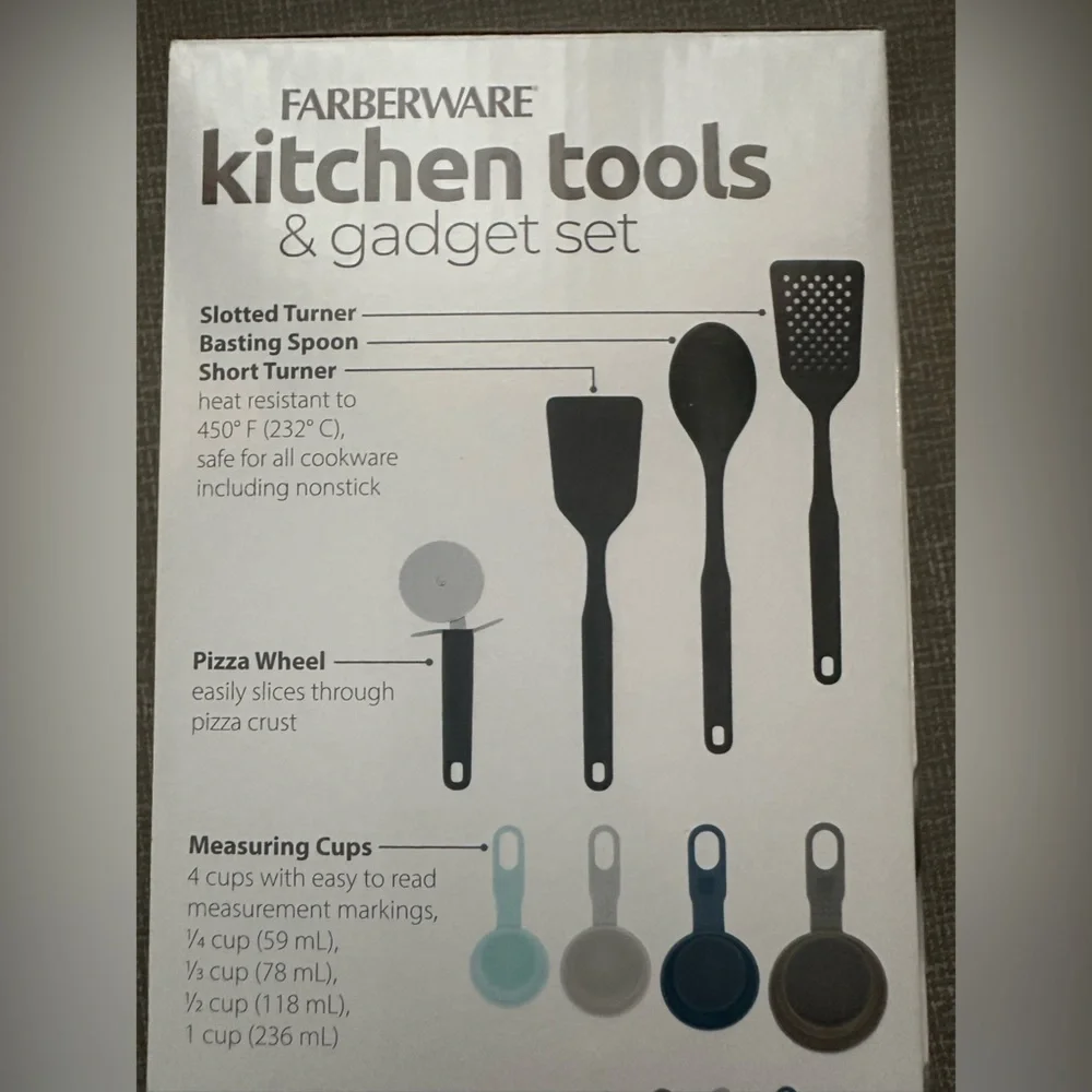 Farberware 16-Piece Kitchen Tools & Gadget Set – BPA-Free, Heat Resistant, Black
